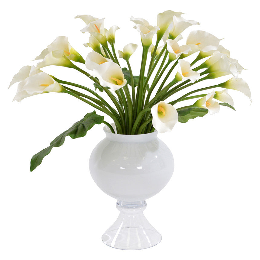 Multiple White Calla Lilies in the Refine Vase