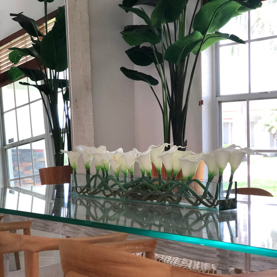 White Callas Glass Plate Planter