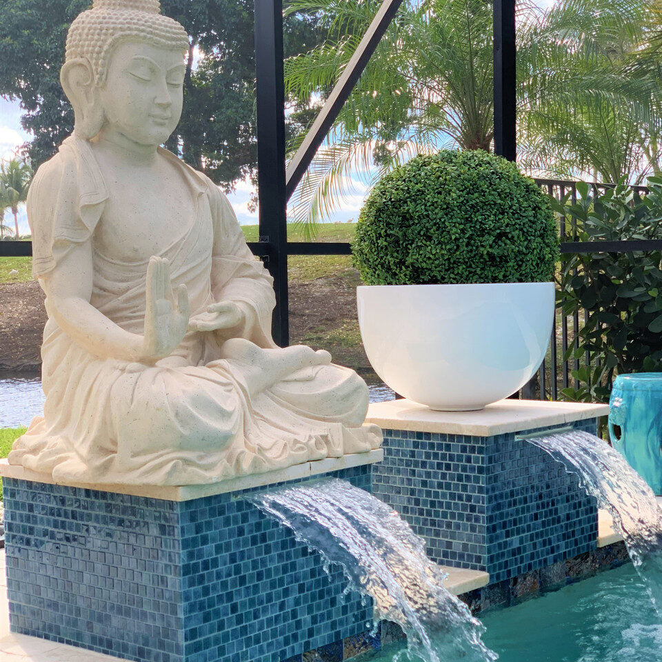 Half Topiary Ball in Large Fibreglass Bowl Planter