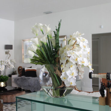 Mixed Bouquet of Flowers in the Moon Vase