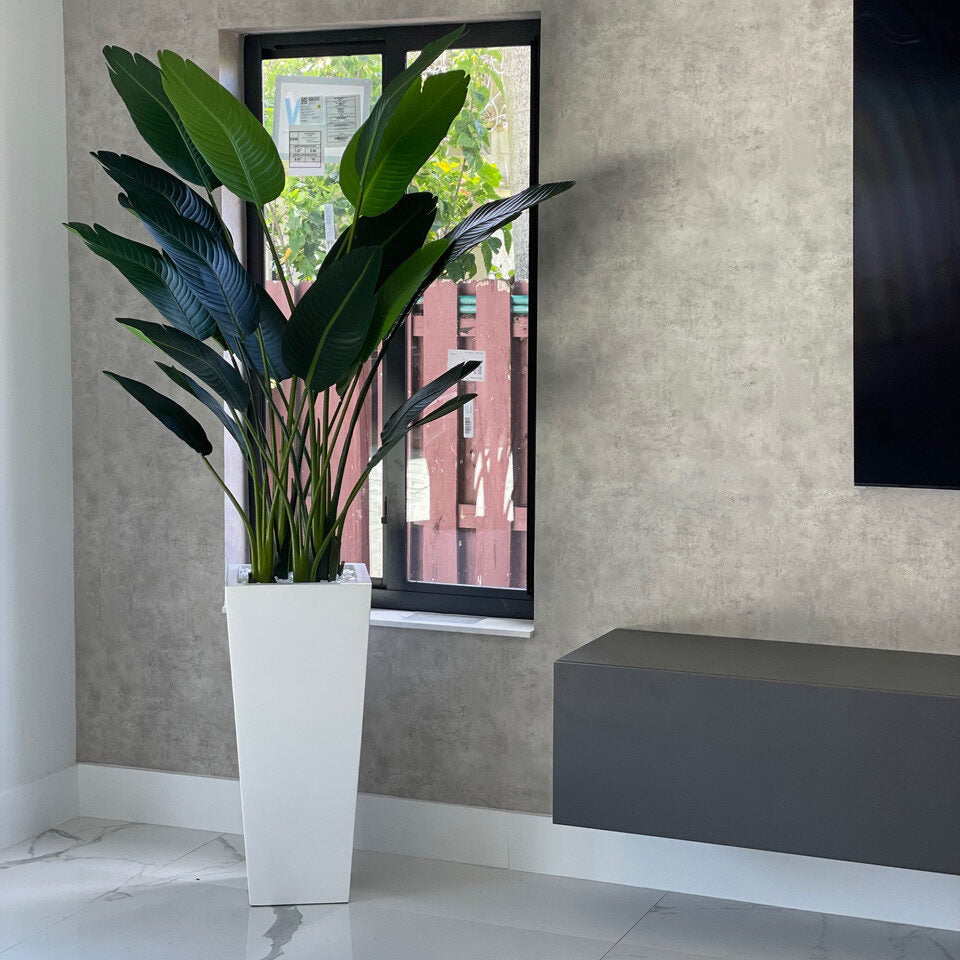 Beau Planter with Bird of Paradise