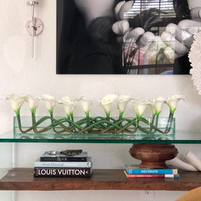 White Callas Glass Plate Planter