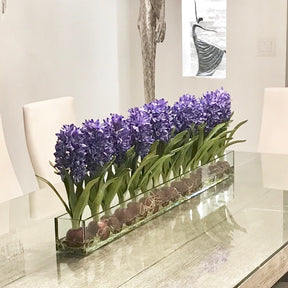 Blue Hyacinths Glass Plate Planter