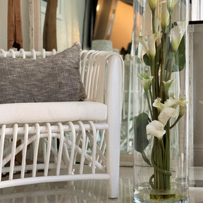 White Calla Lilies and Leaves in Rota Cylinder