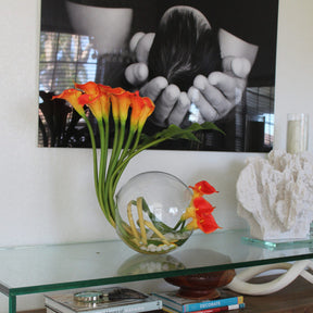 Mango Calla Lilies in the Crosswinds Vase