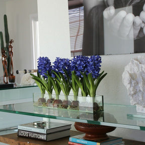 Blue Hyacinths Glass Plate Planter