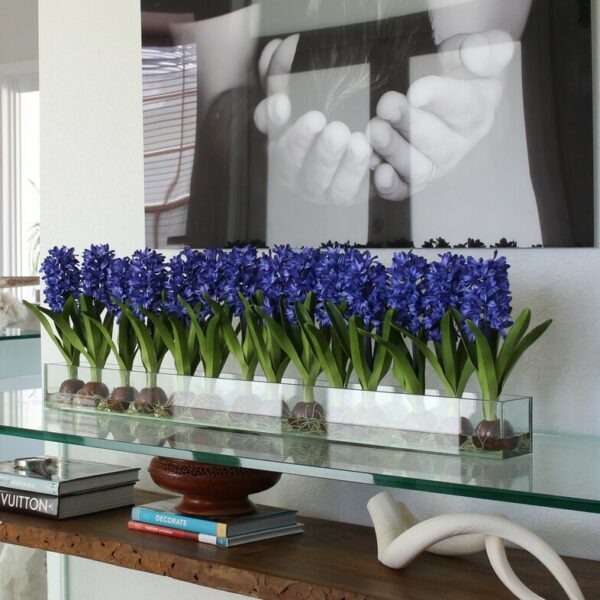 Blue Hyacinths Glass Plate Planter