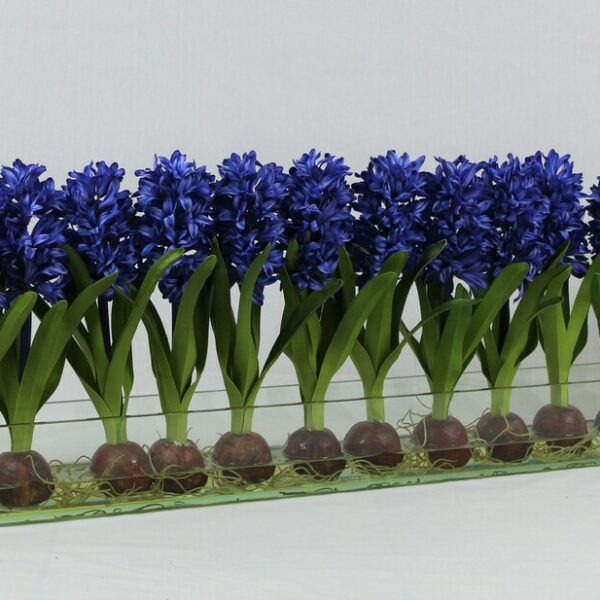 Blue Hyacinths Glass Plate Planter