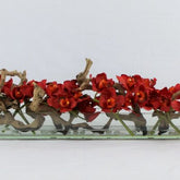 Red Cymbidiums · approx. 48 cm in 48″ Casa Moderna Glass Plate Planter