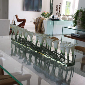 White Callas Glass Plate Planter