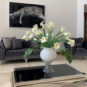 Multiple White Calla Lilies in the Refine Vase