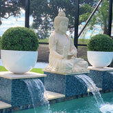 Half Topiary Ball in Large Fibreglass Bowl Planter