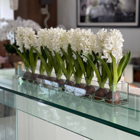 White Hyacinths Glass Plate Planter
