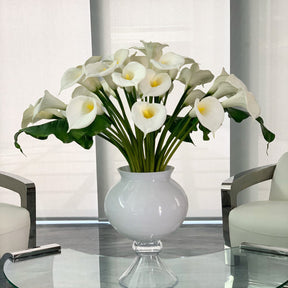 Multiple White Calla Lilies in the Refine Vase