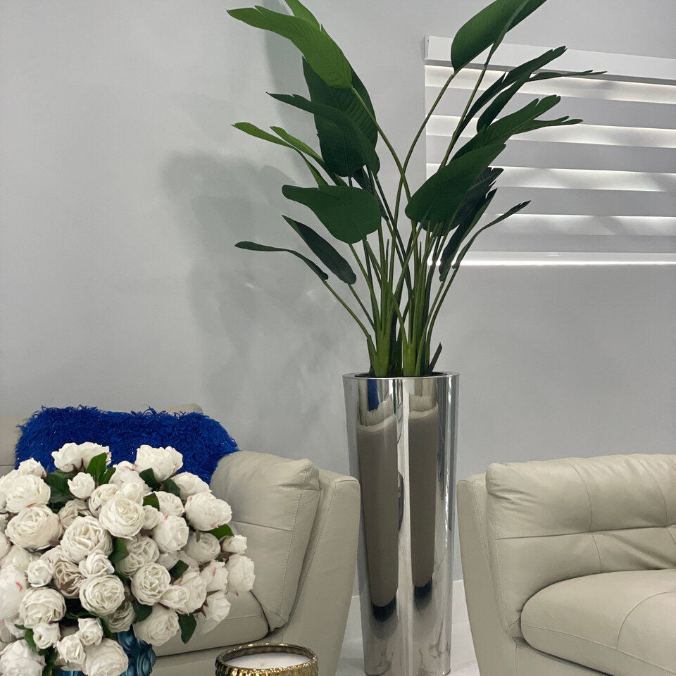 Bird of Paradise in Stainless Cone Planter